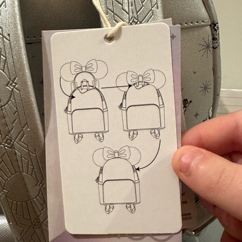 Disney100 Mickey & Friends Platinum Silver Mini Backpack by Loungefly - Picture 6 of 7